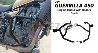 Fit For Royal Enfield Guerrilla 450 Large Engine Guard With Sliders Black